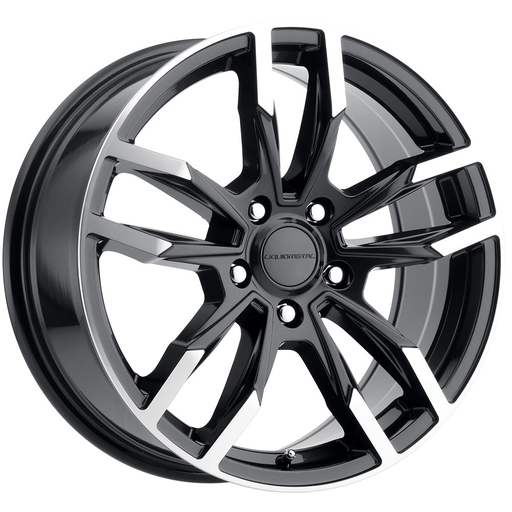 Liquid Metal Splice Gloss Black with Machined Spoke Accents and Outer Lip Wheel