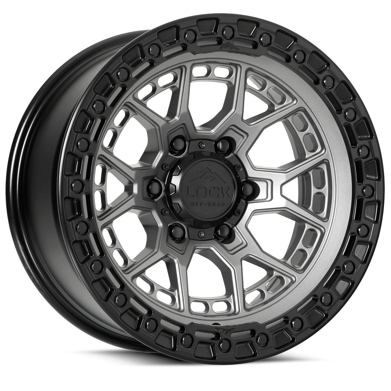 Lock Offroad Wheels Commando Matte Gray with a Matte Black Lip Ring