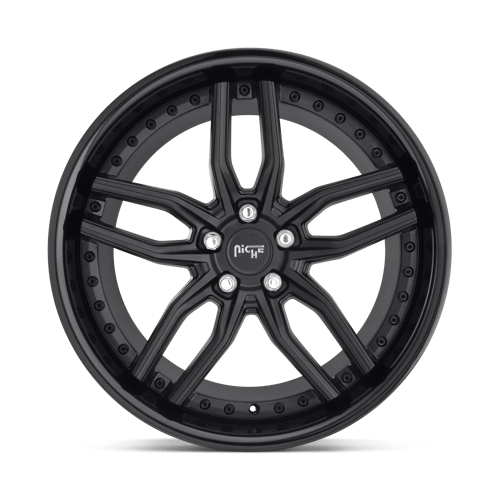 Niche 1PC Methos 19x9.5 +35 Gloss Black Lip with a Matte Black Center