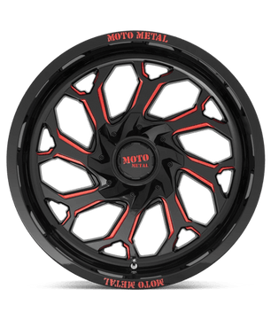 Moto Metal MO999 20x10 -18 Gloss Black Milled with Red Tint
