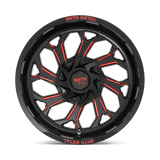 Moto Metal MO999 20x10 -18mm Gloss Black Milled with Red Tint