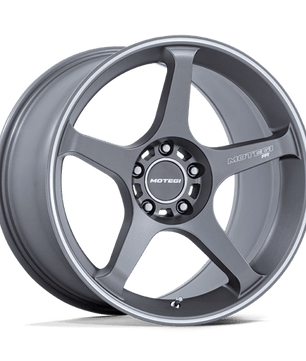 Motegi MR159 18x10.5 +25 Gunzilla Gray with a Machined Outer Lip Stripe