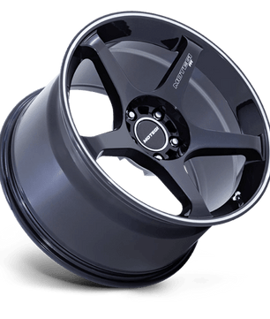 Motegi MR159 18x9.5 +35 Obsidian Blue with a Machined Outer Lip Stripe