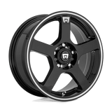 Motegi MR116 FS5 18x8 +45 Gloss Black Machined Flange premium Euro wheel