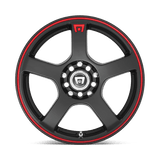Motegi MR116 FS5 18x8 +45 Matte Black Red Racing Stripe 5x100 premium sport wheel