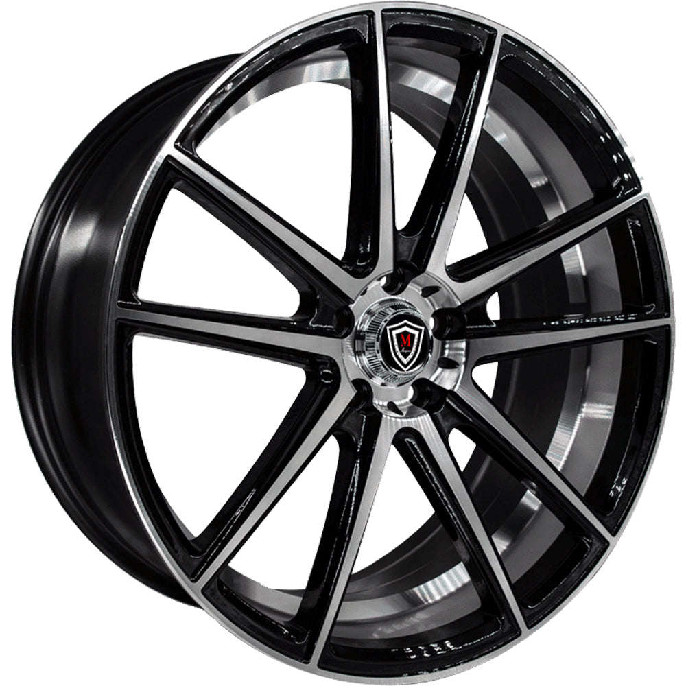 Marquee Luxury M3197 Black with Machined Spoke Faces and Outer Lip Wheel