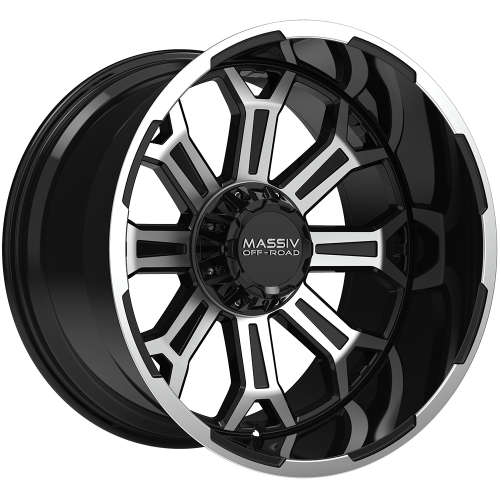 Massiv Offroad OR2 Gloss Black with Machined Spoke Faces and Outer Lip