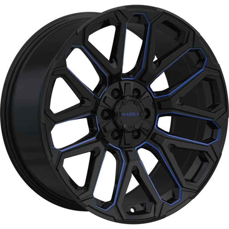 Massiv Offroad OR5 Gloss Black with Blue Milled Spoke Windows Wheel
