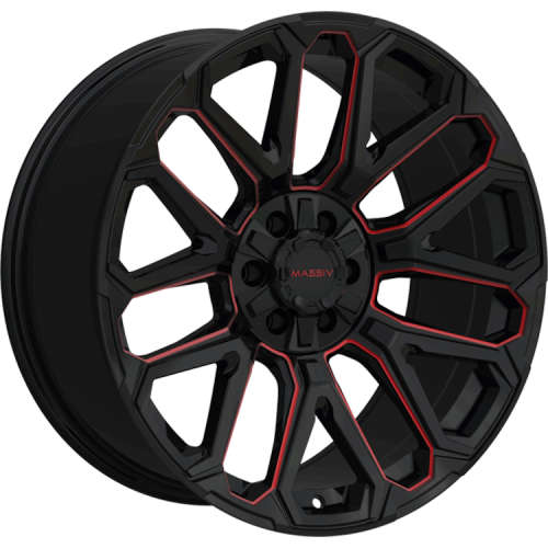 Massiv Offroad OR5 Gloss Black with Red Milled Spoke Edges