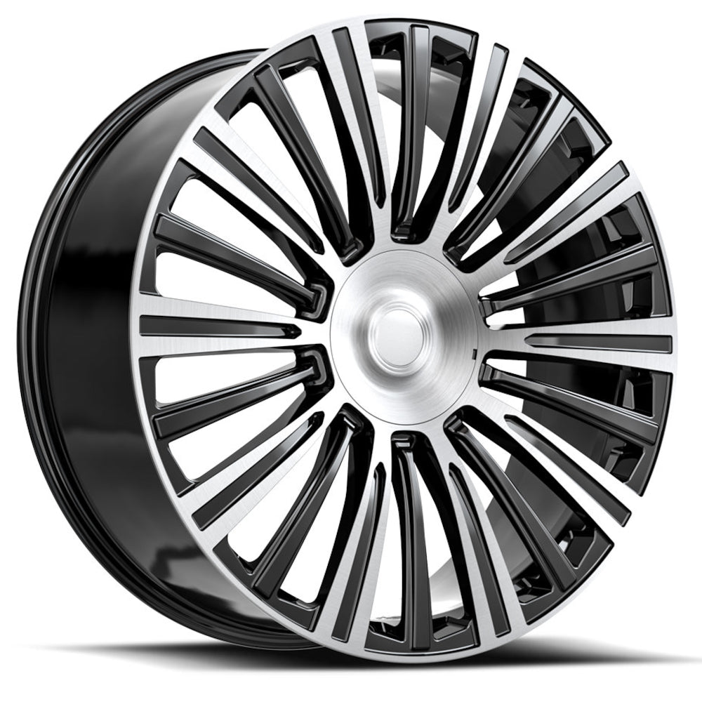 OE Revolution CAD35 Gloss Black with Machined Spoke Accents Wheel