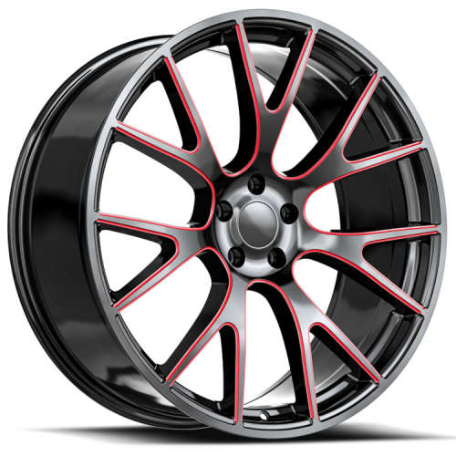 OE Revolution HC1 Gloss Black with Red Milled Spoke Edges