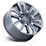 Performance Replicas 225 22x9 +28mm Gloss Gunmetal Gray with Chrome Inserts and Machined Detailing