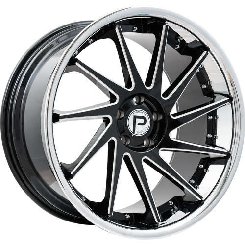 Pinnacle Epic Gloss Black with Milled Spoke Edges and a Chrome Stainless Steel Lip