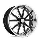 US Mag Rambler 18x7 +1 Gloss Black milled spoke windows polished lip classic wheel