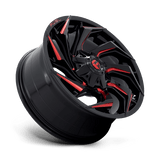 Fuel D755 Reaction 20x9 +20 Gloss Black Milled Red Tint premium truck wheel