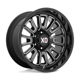 XD XD864 Rover 20x9 +18 Gloss Black Milled premium heavy-duty truck wheel