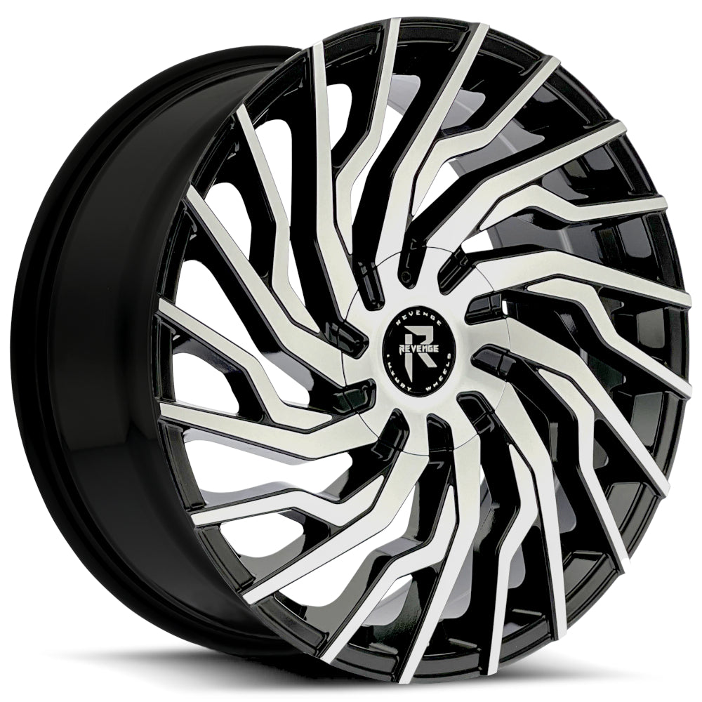 Revenge Luxury RL-101 Gloss Black with Machined Spoke Faces