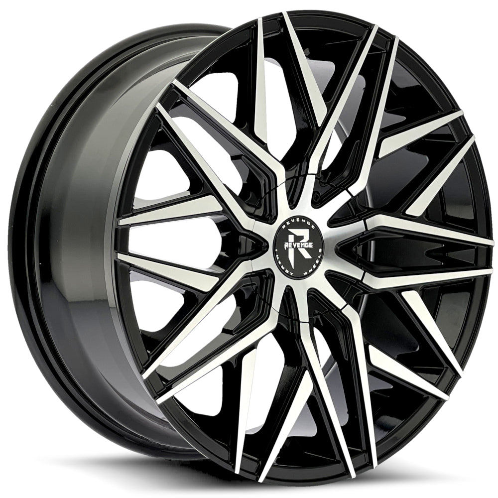 Revenge Luxury RL-104 Gloss Black with Machined Spoke Faces