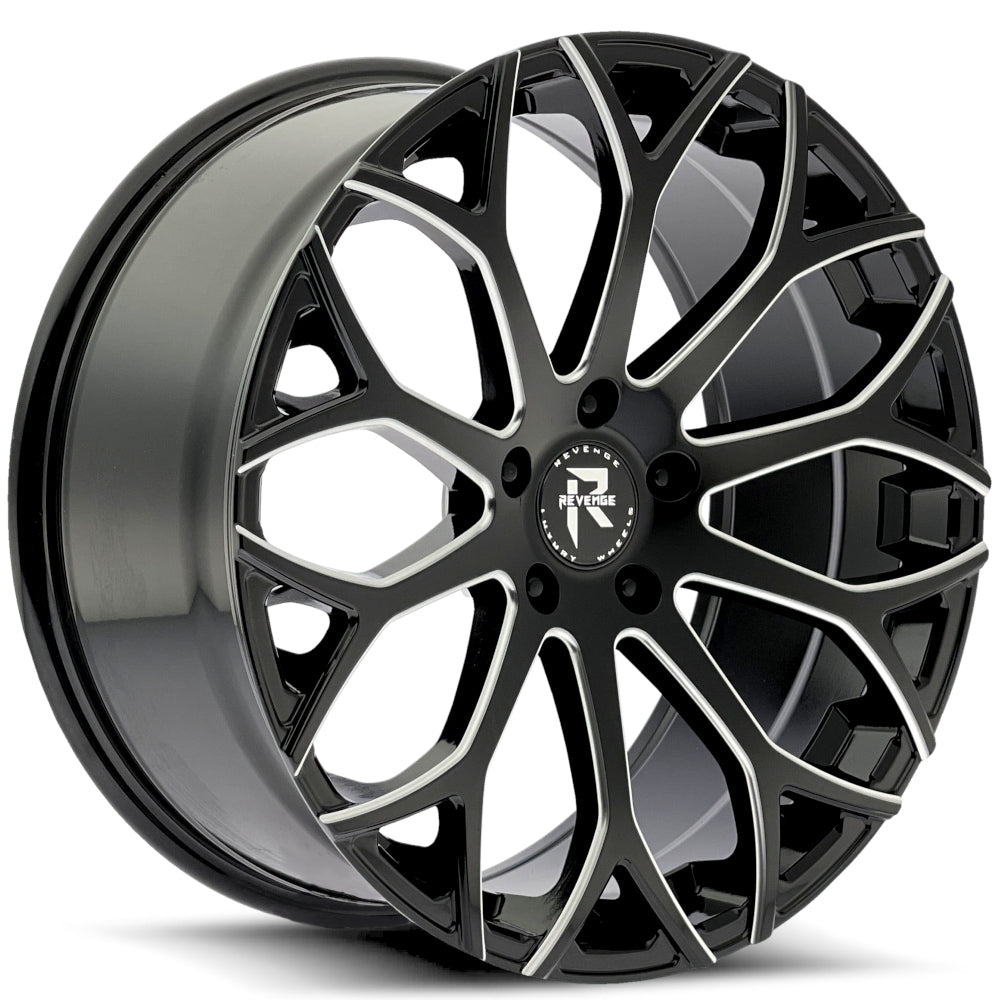 Revenge Luxury RL-105 Gloss Black with Milled Spoke Edges