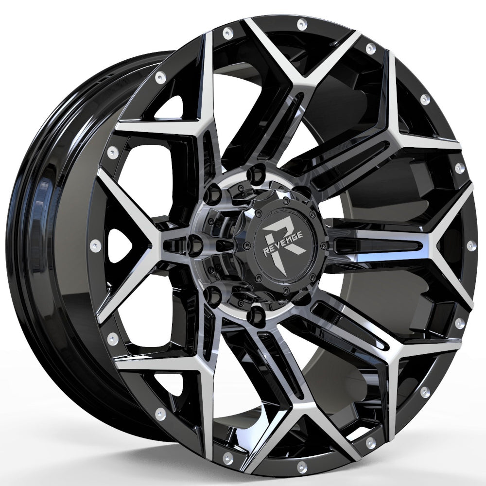 Revenge Offroad RV-202 Gloss Black with Machined Spoke Faces