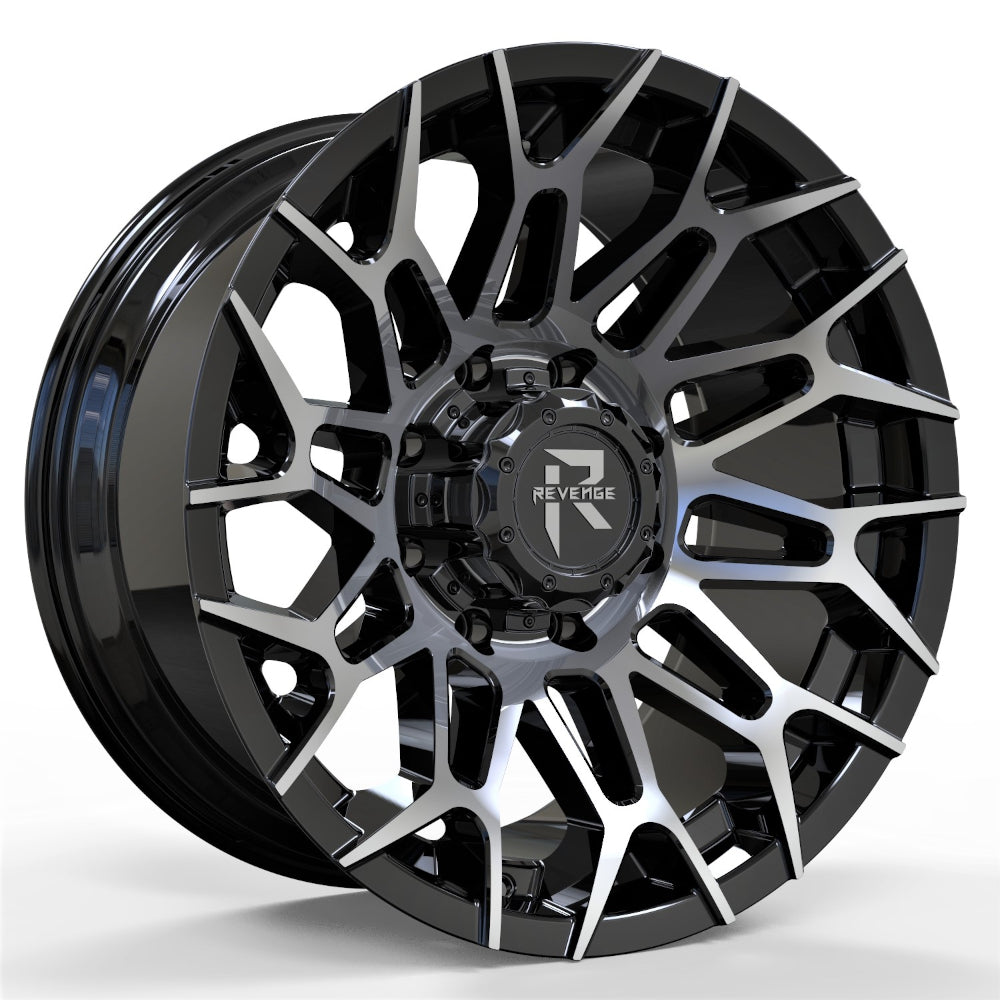 Revenge Offroad RV-203 Gloss Black with Machined Spoke Faces