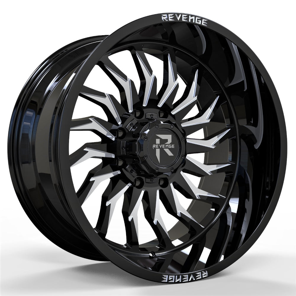 Revenge Offroad RV-204 Gloss Black with Milled Spoke Accents