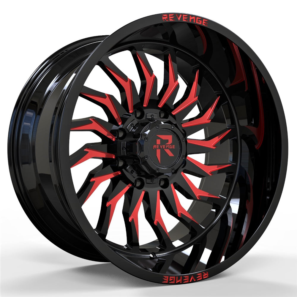 Revenge Offroad RV-204 Gloss Black with Red Milled Spoke Accents