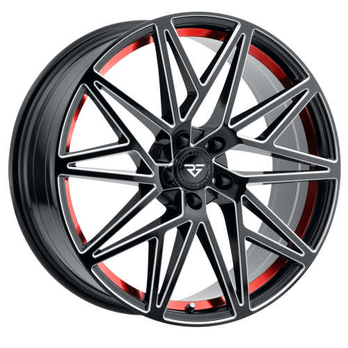 Rock Forged FF32 Black with Milled Spoke Windows and a Red Inner Lip