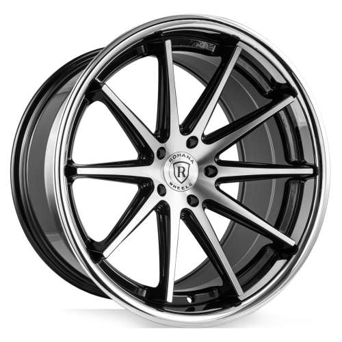 Rohana RFC10 Black with Machined Spoke Faces and Chrome Stainless Steel Lip