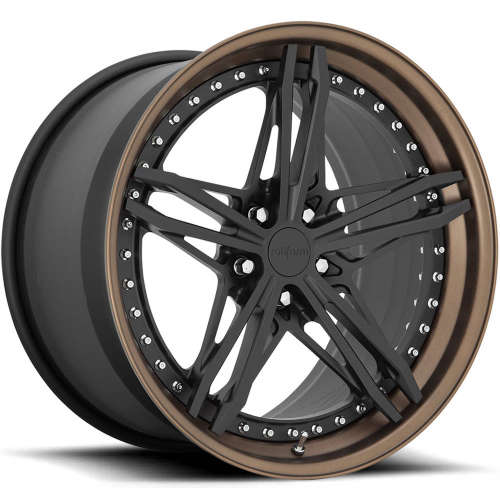 Rotiform Forged ARA Matte Black with a Matte Bronze Step Lip and Matte Black Barrel with Exposed Hardware