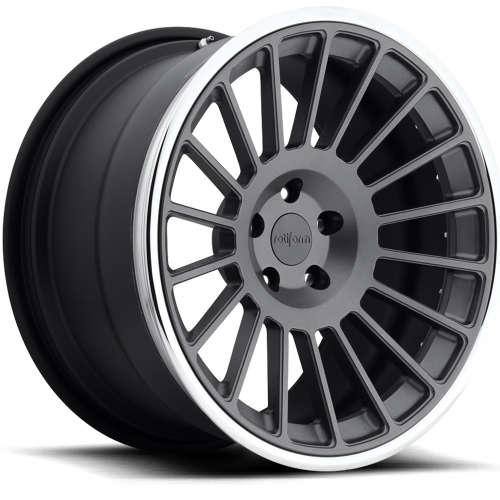 Rotiform Forged IND Matte Anthracite with a Polished Step Lip and Matte Black Barrel with Hidden Hardware