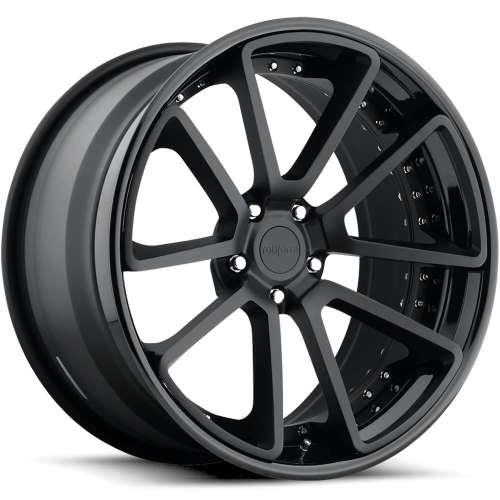 Rotiform Forged SPF Matte Black with a Gloss Black Step Lip and Matte Black Barrel with Exposed Hardware