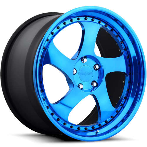 Rotiform Forged TMB Polished Candy Blue with a Step Lip and Matte Black Barrel with Exposed Hardware