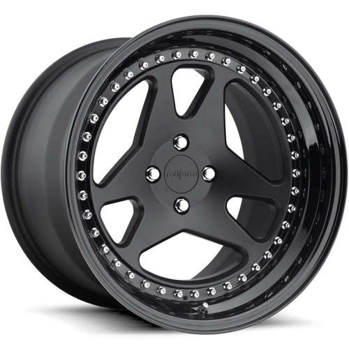 Rotiform Forged USF Matte Black with a Gloss Black Step Lip and Matte Black Barrel with Exposed Hardware