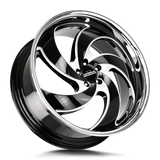 Strada Retro 5 C05 20x8.5 +25 Gloss Black Milled stainless lip premium Euro wheel