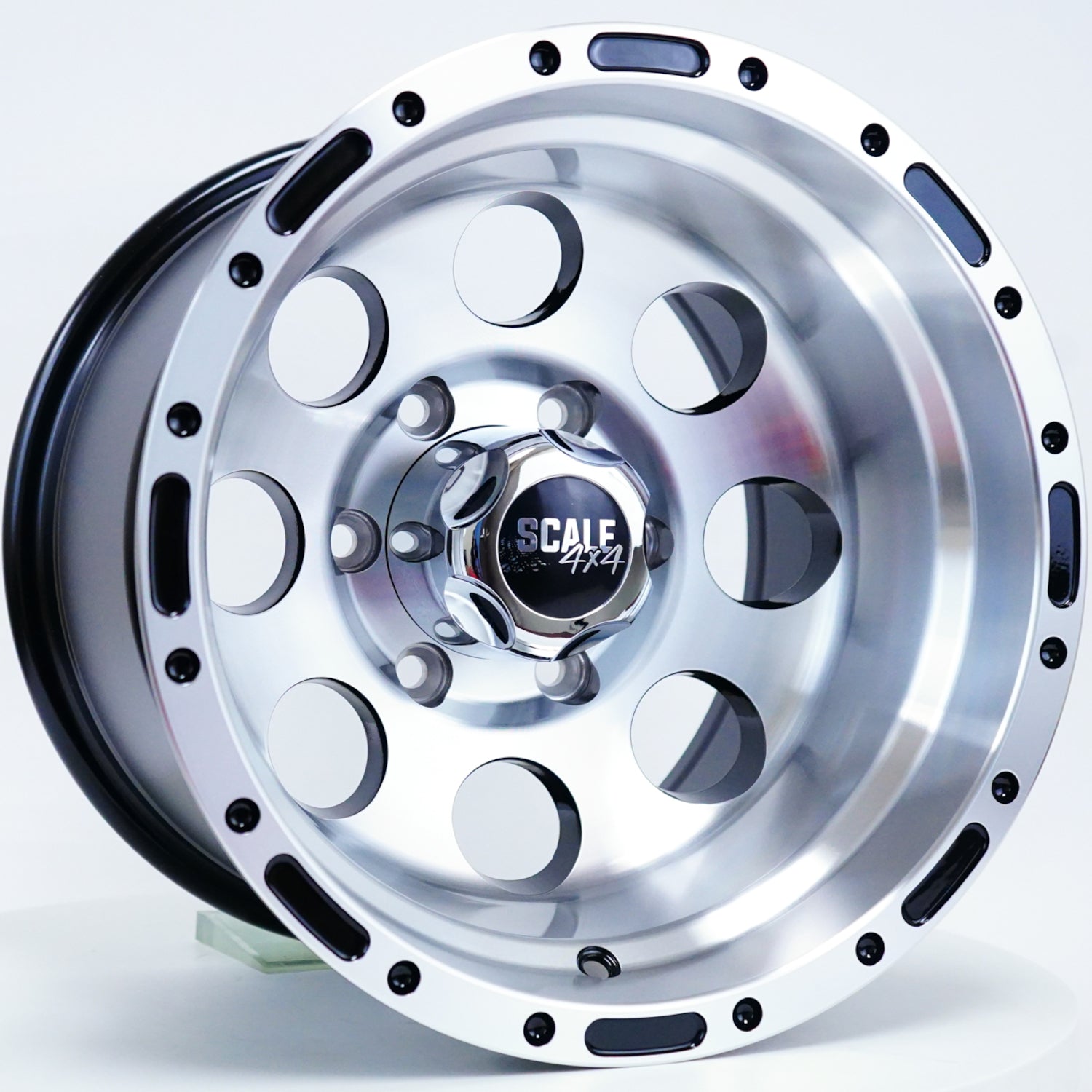 Scale 4x4 S52 Gloss Black with Machined Spoke Faces and Lip Wheel