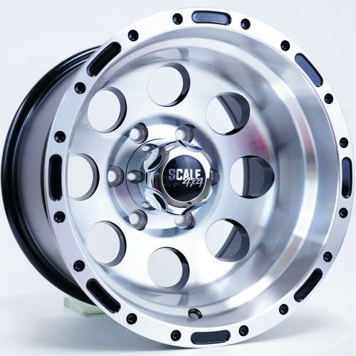 Scale 4x4 S52 Gloss Black with Machined Spoke Faces and Lip