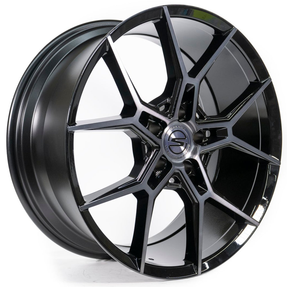 Select Alpine Gloss Black with Brushed Double Dark Tint Spoke Faces