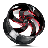 Strada Retro 5 20x8.5 +15 Gloss Black Candy Red Milled premium truck wheel