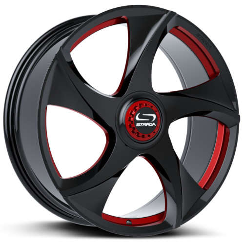 Strada Vino Gloss Black with Candy Red Milled Spoke Windows
