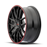 Touren TR60 18x8 Gloss Black with Red Ring premium Euro wheel