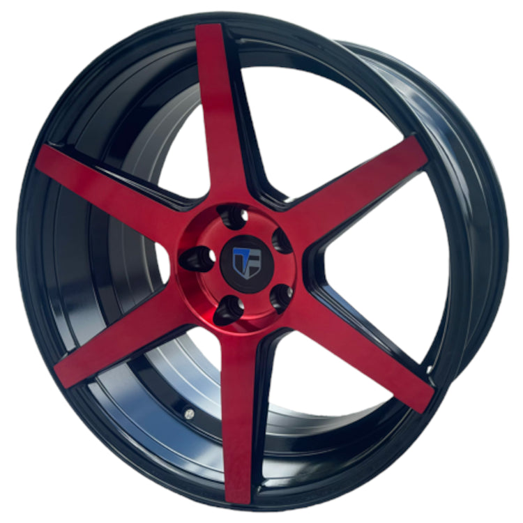 Truform TF-103 Gloss Black with Red Spoke Faces Wheel