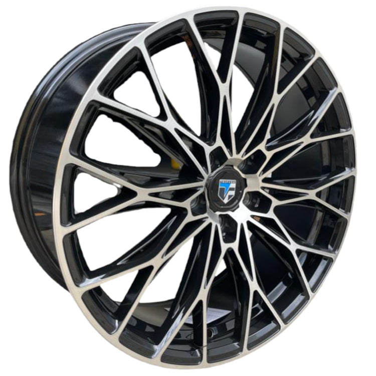 Truform TF-109 Gloss Black with Machined Spoke Faces and Lip Wheel