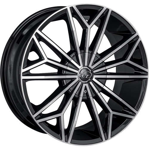 VCT Viper Gloss Black with Machined Spoke Faces and Outer Lip