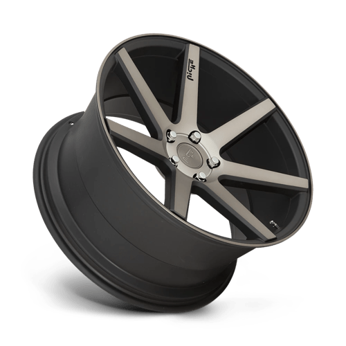 Niche 1PC Verona 20x9 +25 Black with Machined Spoke Faces / Outer Lip with a Black Flake Coat