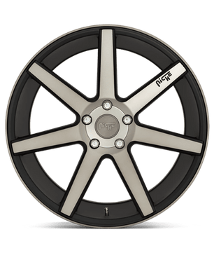 Niche 1PC Verona 20x9 +25 Black with Machined Spoke Faces / Outer Lip with a Black Flake Coat