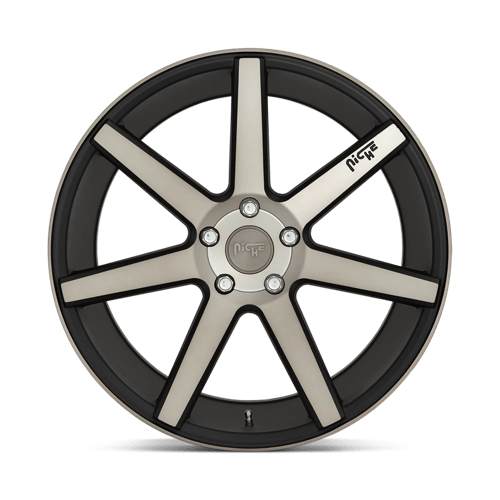 Niche 1PC Verona 20x9 +25 Black with Machined Spoke Faces / Outer Lip with a Black Flake Coat