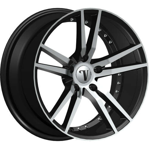 Velocity VW20R-M Black with Machined Spoke Faces and Outer Lip Flange