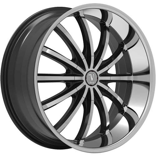 Velocity VW24-M Gloss Black with Machined Spoke Faces and a Chrome Stainless Steel Lip