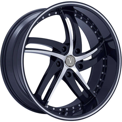 Velocity VW25-M Gloss Black with Machined Spoke Accents and Outer Lip Flange